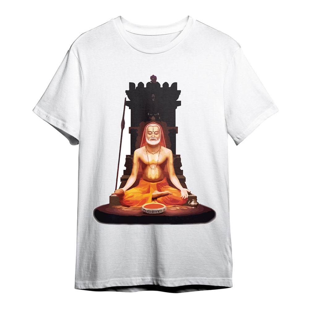 Raghavendra Pima  Round Neck T-shirt - White