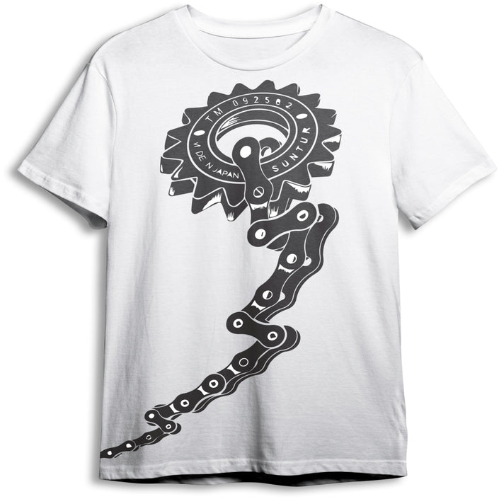 Bicycle Chain Eco Round Neck T-shirt - White