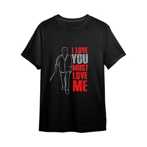 I Love You Must Love Me Pima Round Neck T-shirt - Black