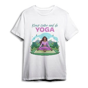 Keep Calm and do Yoga Pima Round Neck T-shirt - White
