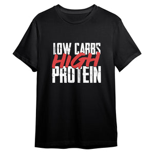 Low Carbs High Protein Pima Round Neck T-shirt - Black